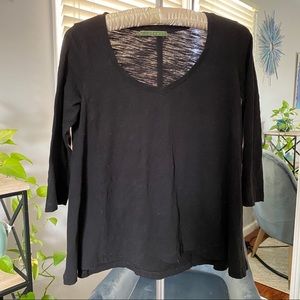 VELVET black slub cotton 3/4 sleeve shirt